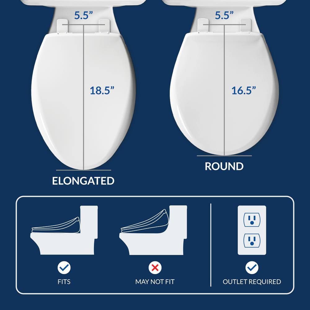 USPA 6800 Luxury Electric Bidet Seat for Elongated Toilets in White USPA6800-E