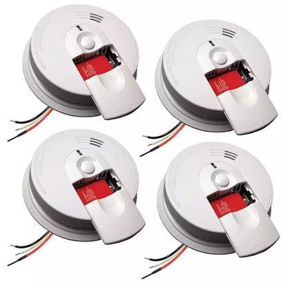 i4618 4-Pack Hardwired Smoke Alarm with Ionization Sensor, 120V AC, 9V Battery Backup