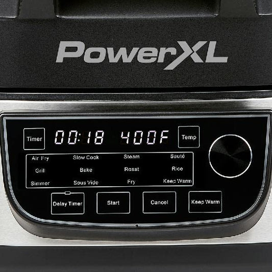 PowerXL Grill Air Fryer Combo Plus 6 QT 12 in 1 Indoor Slow Cooker, Roast, Bake, 1550 Watts, Stainless Steel Finish : Home & Kitchen