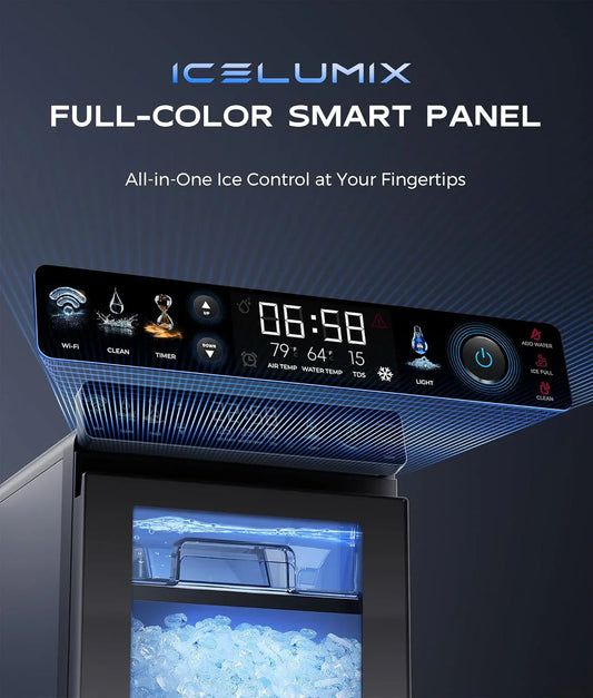 Nugget Ice Maker Countertop, Smart Pebble Ice Machine with APP Control, 44 lbs/24H Soft Pellet Chewable Ice with Self-Cleaning, Stainless Steel