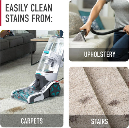 Hoover SmartWash+ Automatic Carpet Cleaner Machine, for Carpet and Upholstery, Deep Cleaning Carpet Shampooer, Carpet Deodorizer and Pet Stain Remover FH52000, Turquoise