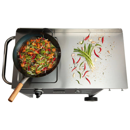 Cuisinart Outdoor Wok Station, 50,000 BTU Propane Outdoor Wok Burner w Prep Table, 14锟芥�锟斤拷 Carbon Steel Wok for Stir Fry, Searing, BBQ 锟斤拷 Black