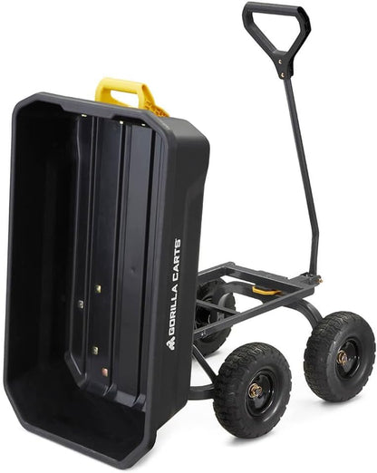 7GCG-NF Heavy-Duty Poly Dump Garden Cart with No-Flat Tires, 7 Cubic Feet, 1200-Pound Capacity, Black, Amazon Exclusive