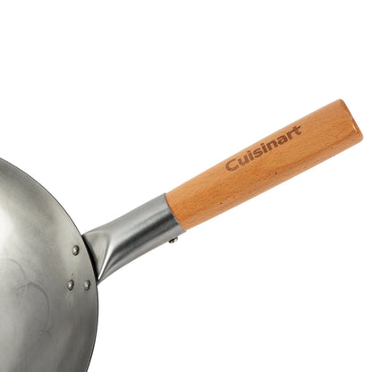Cuisinart Outdoor Wok Station, 50,000 BTU Propane Outdoor Wok Burner w Prep Table, 14�测�� Carbon Steel Wok for Stir Fry, Searing, BBQ �� Black