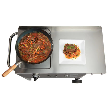 Cuisinart Outdoor Wok Station, 50,000 BTU Propane Outdoor Wok Burner w Prep Table, 14锟芥�锟斤拷 Carbon Steel Wok for Stir Fry, Searing, BBQ 锟斤拷 Black