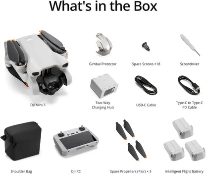 DJI Mini 3, Drones with Camera for Adults 4K, 38-min Flight Time, up to 32800ft (10km) Video Transmission, True Vertical Shooting, GPS Auto Return Integrated, Mini Drone with Camera for Beginners