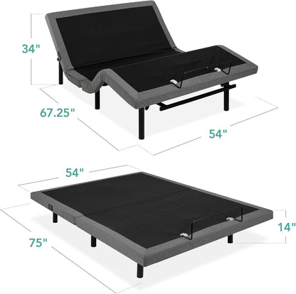 Best Choice Products Ergonomic Twin XL Size Adjustable Bed Frame, Electric Base w/Wireless Remote Control, Nightlight, Massager, 2 USB Ports